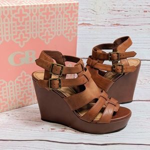 GIANNI BINI LEATHER SANDAL WEDGES